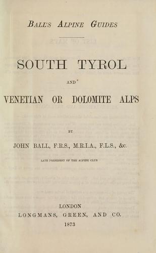 Cover for South Tyrol and Venetian or Dolomite Alps