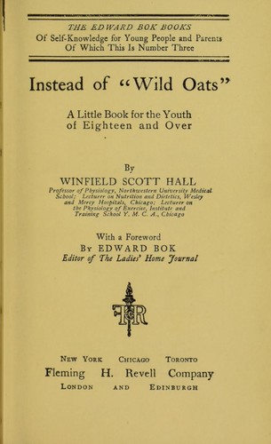 Cover for ... Instead of "wild oats"