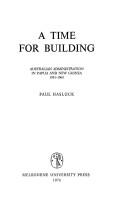 Cover for A time for building