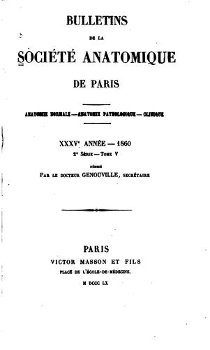 Cover for Bulletins de la Société anatomique de Paris
