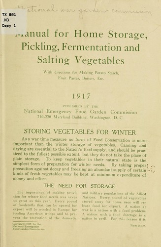 Cover for Manual for home storage, pickling, fermentation and salting vegetables