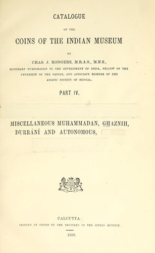 Cover for Catalogue of the coins of the Indian museum