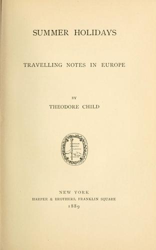 Cover for Summer holidays, travelling notes in Europe