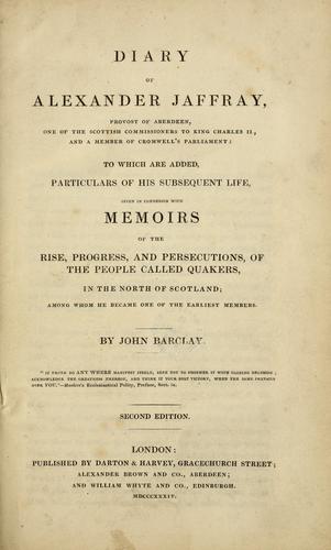 Cover for Diary of Alexander Jaffray