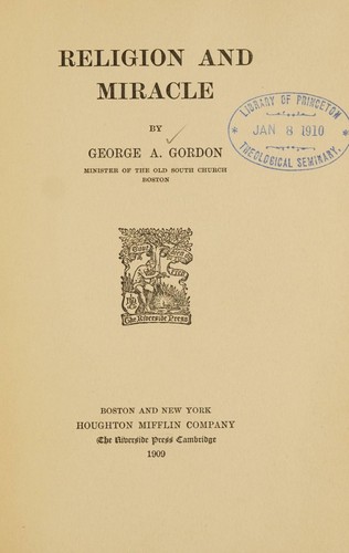Cover for Religion and miracle