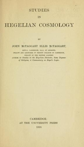 Cover for Studies in Hegelian cosmology