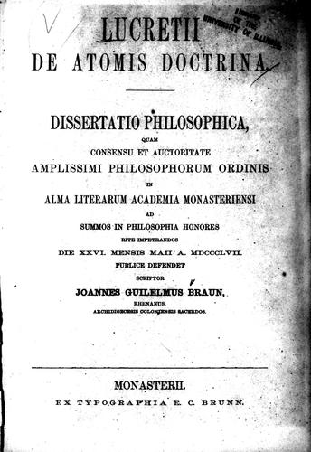 Cover for Lucretii de atomis doctrina