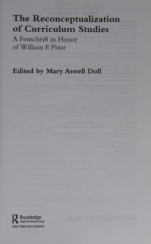 Cover for Reconceptualization of Curriculum Studies
