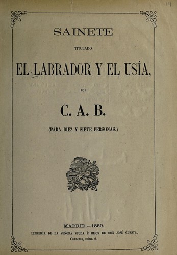 Cover for Sainete titulado el labrador y el usía