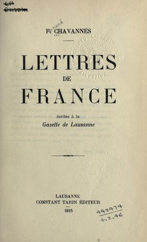 Cover for Lettres de France