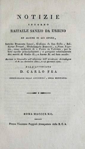 Cover for Notizie intorno Raffaele Sanzio da Urbino ed alcune di lui opere
