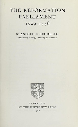 Cover for The Reformation parliament 1529-1536