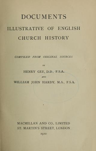 Cover for Documents illustrative of English church history