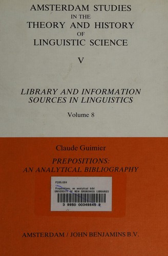 Cover for Prepositions, an analytical bibliography