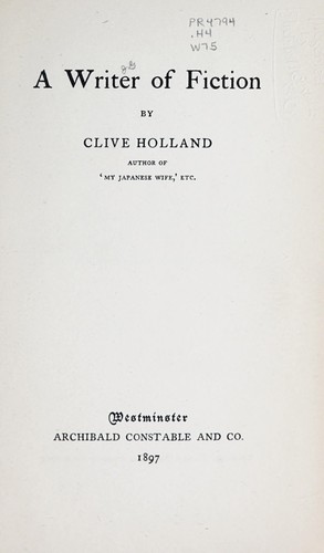Cover for A writer of fiction