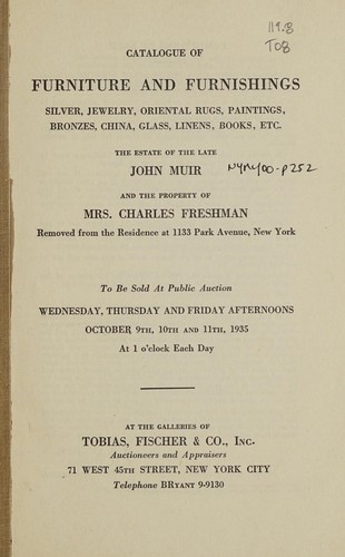 Cover for Catalog of furniture and furnishings, silver, jewelry, oriental rugs, paintings, bronzes, china, glass, linens, books, etc