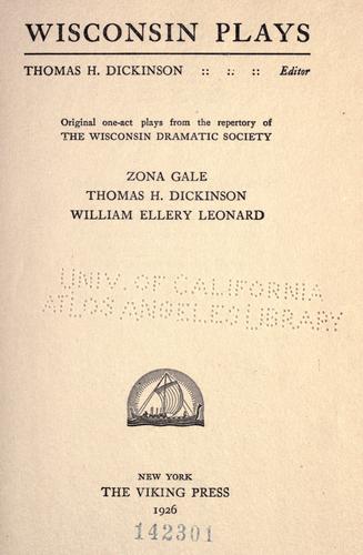 Cover for Wisconsin plays