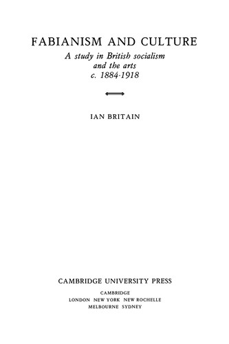 Cover for Fabianism and culture