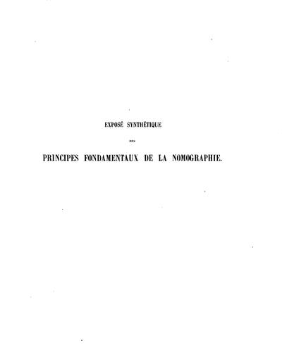 Cover for Exposé synthéthique des principes fondamentaux de la nomographie