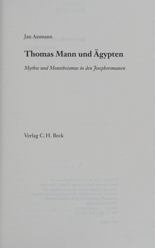 Cover for Thomas Mann und Ägypten