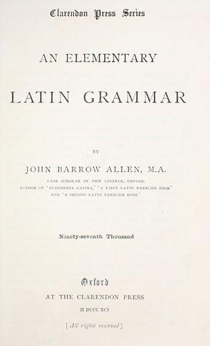 Cover for An elementary Latin grammar