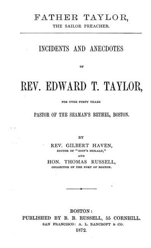 Cover for Father Taylor, the sailor preacher