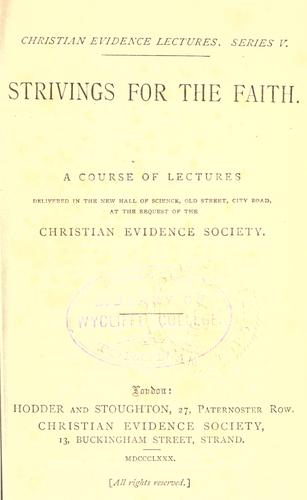 Cover for Strivings for the faith