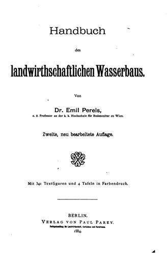 Cover for Handbuch des Landwirthschaftlichen Wasserbaus