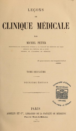 Cover for Leçons de clinique médicale