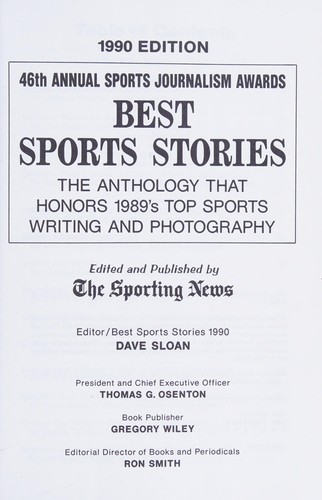Cover for Best Sports Stories: The Anthology That Honors 1989's Top Sports Writing and Photography, 1990 