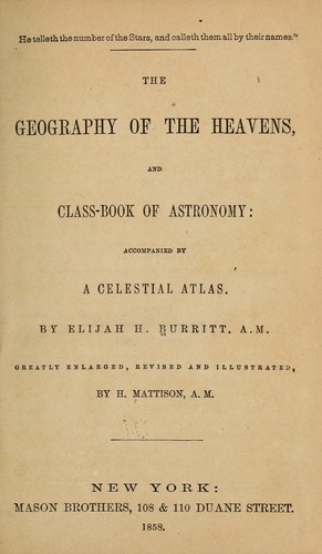 Cover for The geography of the heavens, and class-book of astronomy