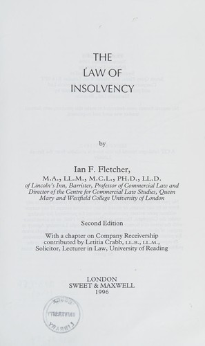 Cover for The law of insolvency