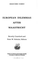 Cover for European dilemmas after Maastricht