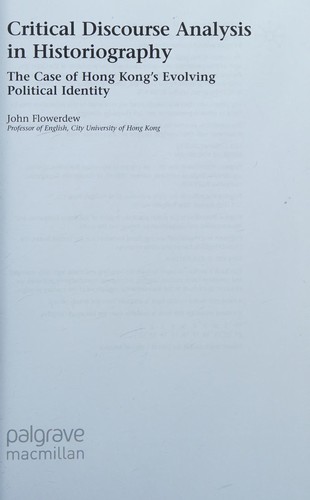 Cover for Critical discourse analysis in historiography
