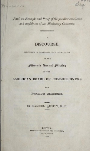 Cover for Paul, an example and proof of the peculiar excellence and usefulness of the missionary character