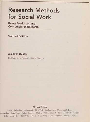 Cover for Research methods for social work