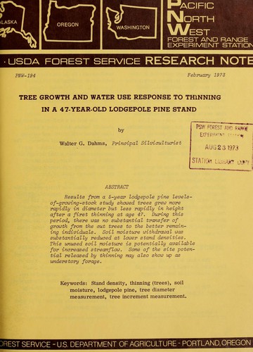 Cover for Tree growth and water use response to thinning in a 47-year-old lodgepole pine stand