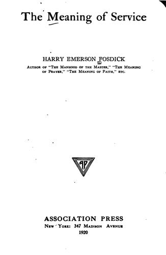 Cover for The meaning of service