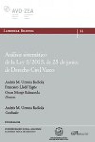 Cover for Análisis sistemático de la Ley 5/2015, de 25 de junio, de Derecho Civil Vasco