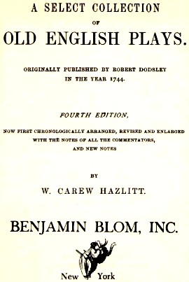 Cover for A select collection of old English plays.