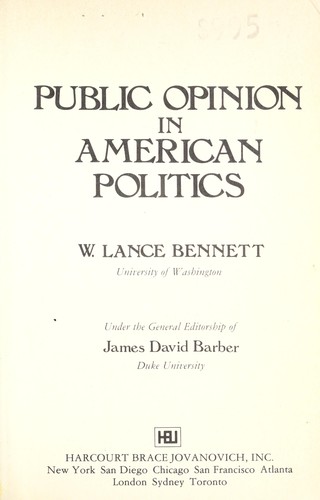 Cover for Public opinion in American politics