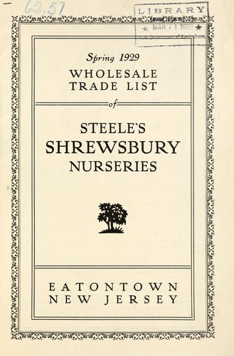 Cover for Spring 1929 wholesale trade list of Steele's Shrewsbury Nurseries