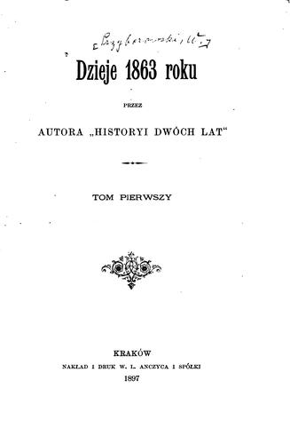 Cover for Dzieje 1863 roku