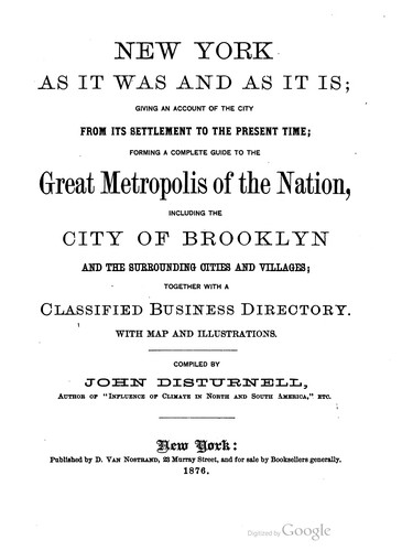 Cover for New York as it was and as it is