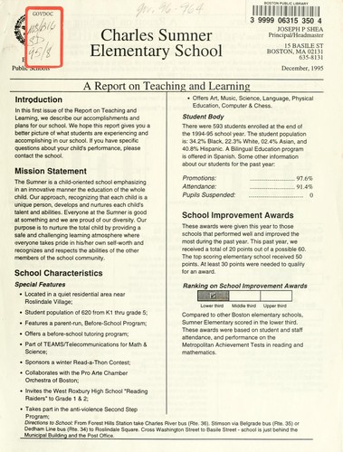 Cover for A report on teaching and learning