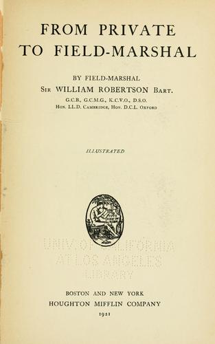Cover for From private to field-marshal