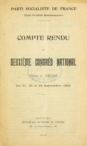 Cover for Compte rendu du congrès national.