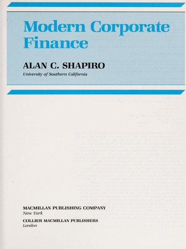 Cover for Modern corporate finance