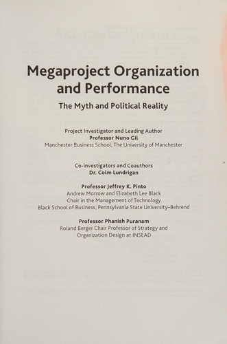 Cover for Megaproject Organization and Performance