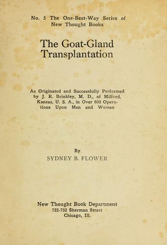 Cover for The goat-gland transplantation